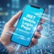 Smartphone screen showing the title "iBET Mobile Login Page" clearly on a blue background.